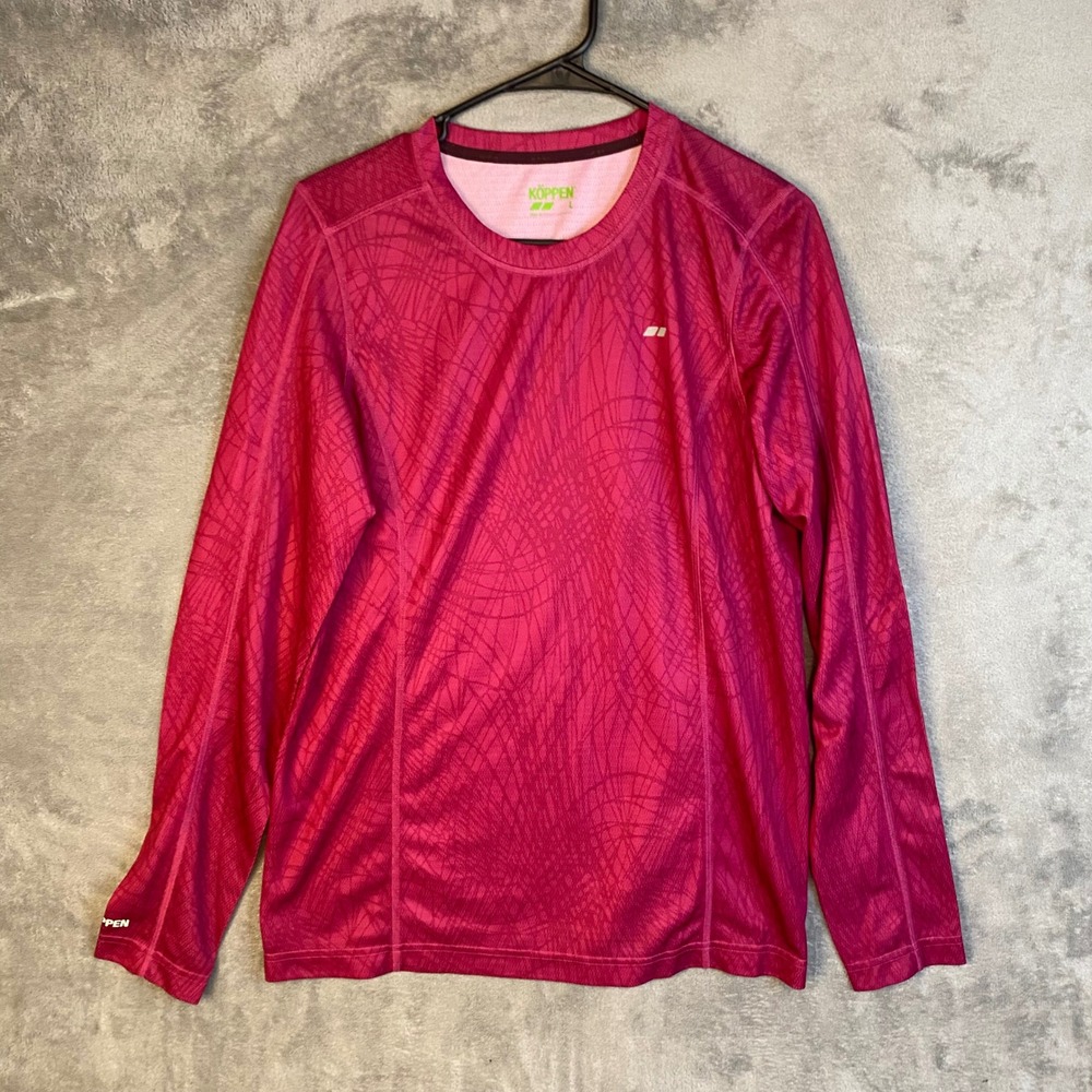 Koppen Performance Top Womens Large Pink Abstract Long Sleeve Athletic EUC